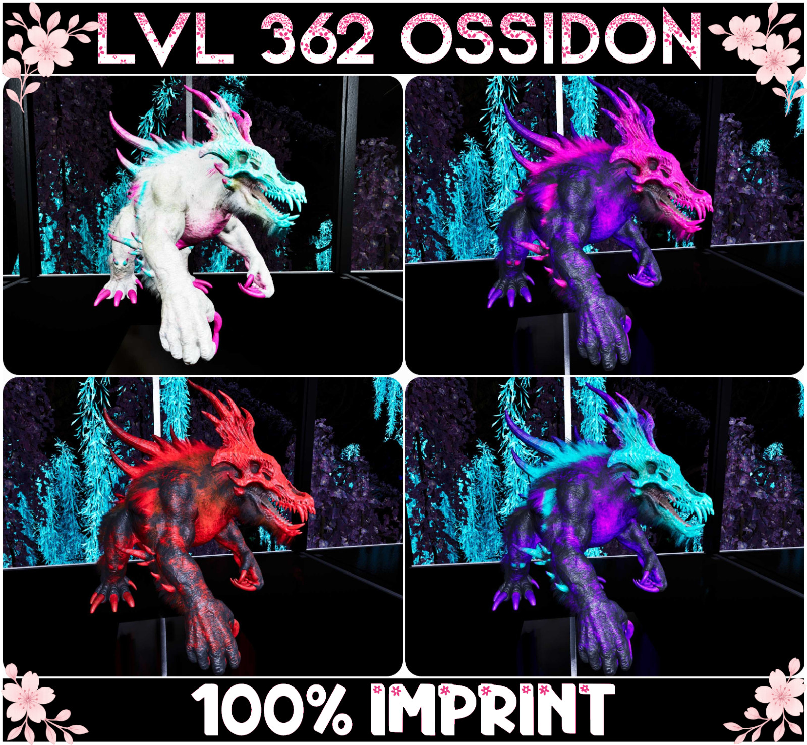 LVL 362 Ossidon [100% IMPRINT] TOP STATS ARK🌸 Survival Ascended ASA PVE