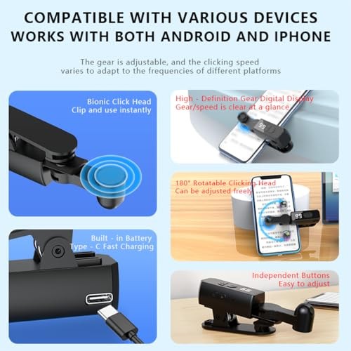 Auto Clicker for Smart Phone, Rechargeable Phone Screen Tapper, Fast Click