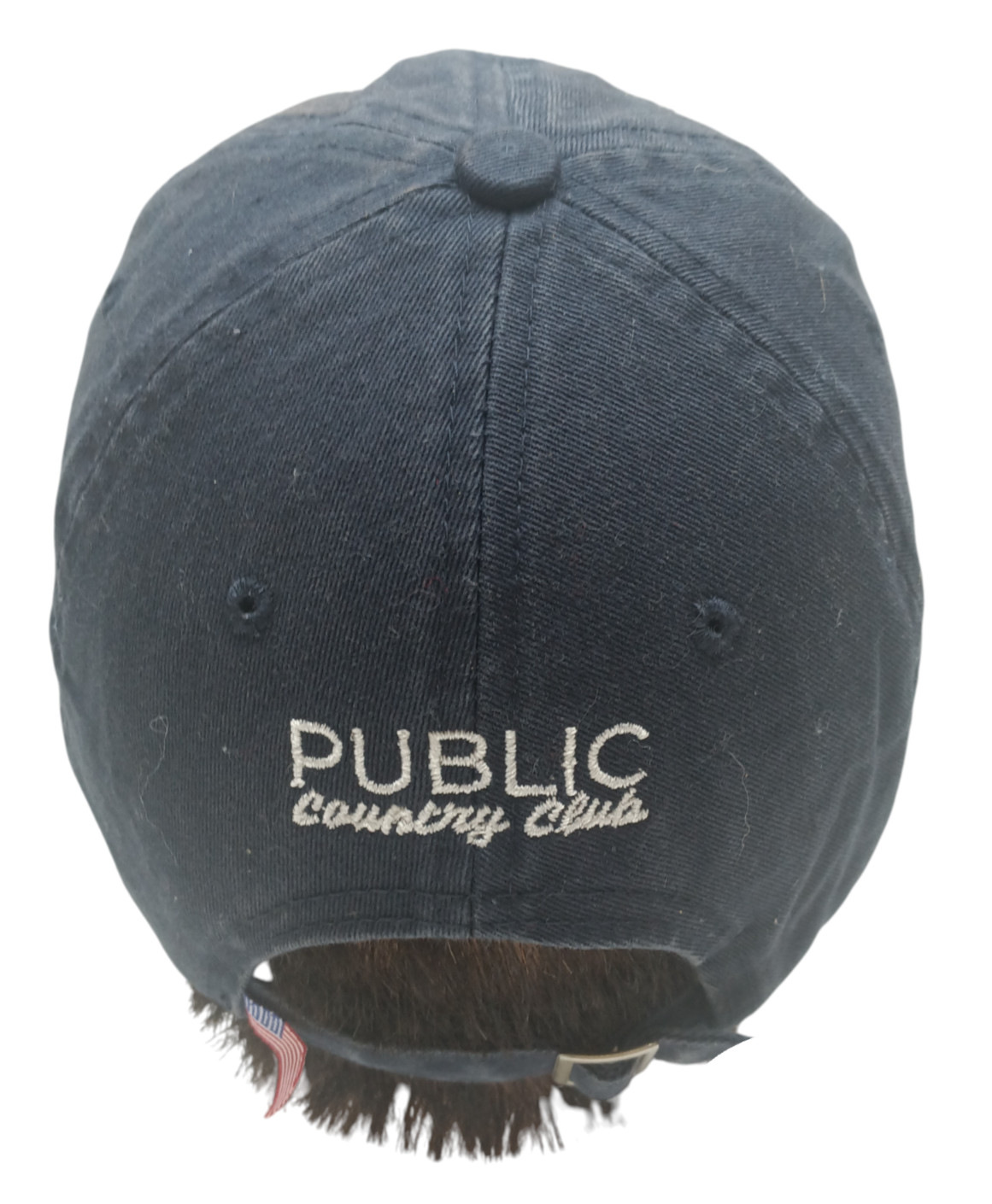 PUBLIC Country Club Black Hat Cap Adjustable Gold Embroidered Flagstick USA Made