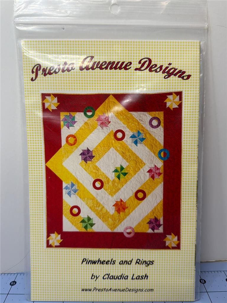PRESTO AVENUE DESIGNS - Quilt Pattern - PINWHEELS AND RINGS - 48" x 54"
