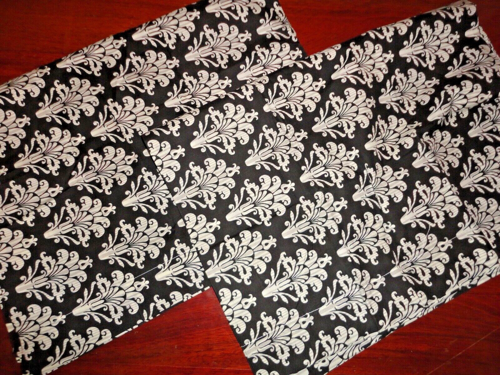 RESIDENCE HALL BLACK WHITE FLORAL MEDALLION (2) STANDARD PILLOWCASES 20 X 28