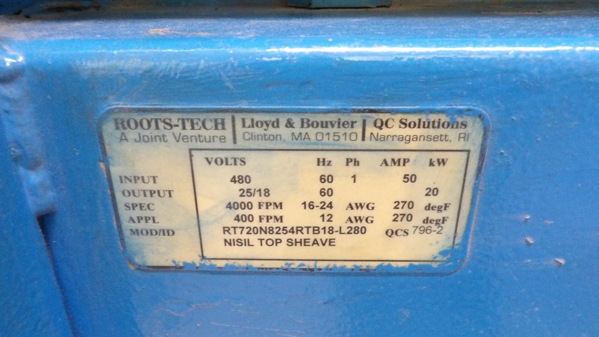 ROOTS-TECH RT720N8254RTB18-L280 CABLE/WIRE INDUCTION PREHEATER M3139