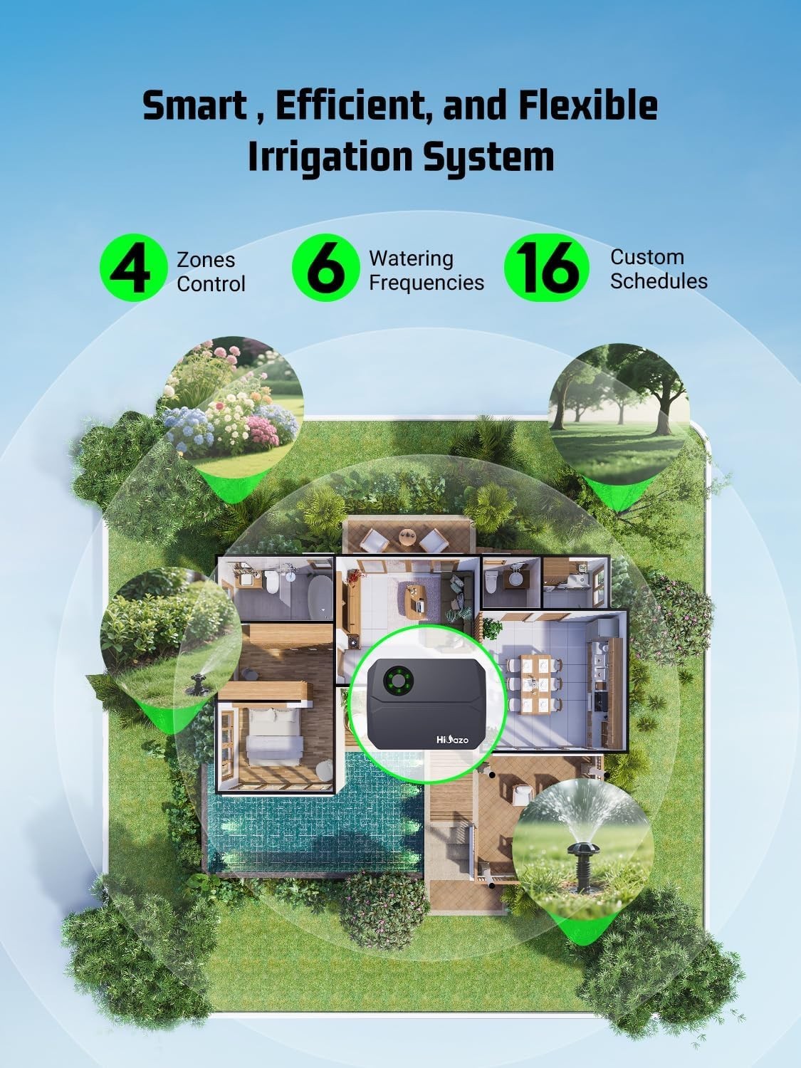 Smart Sprinklers Controller 2.4GHz WiFi, Irrigation Controller Easy Use App E...