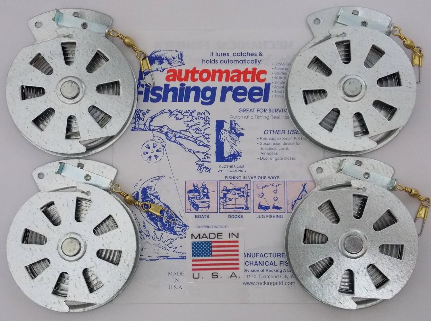 4 Mechanical Fisher's Yo Fishing Reels -Package of 4 Reels- Yoyo Silver