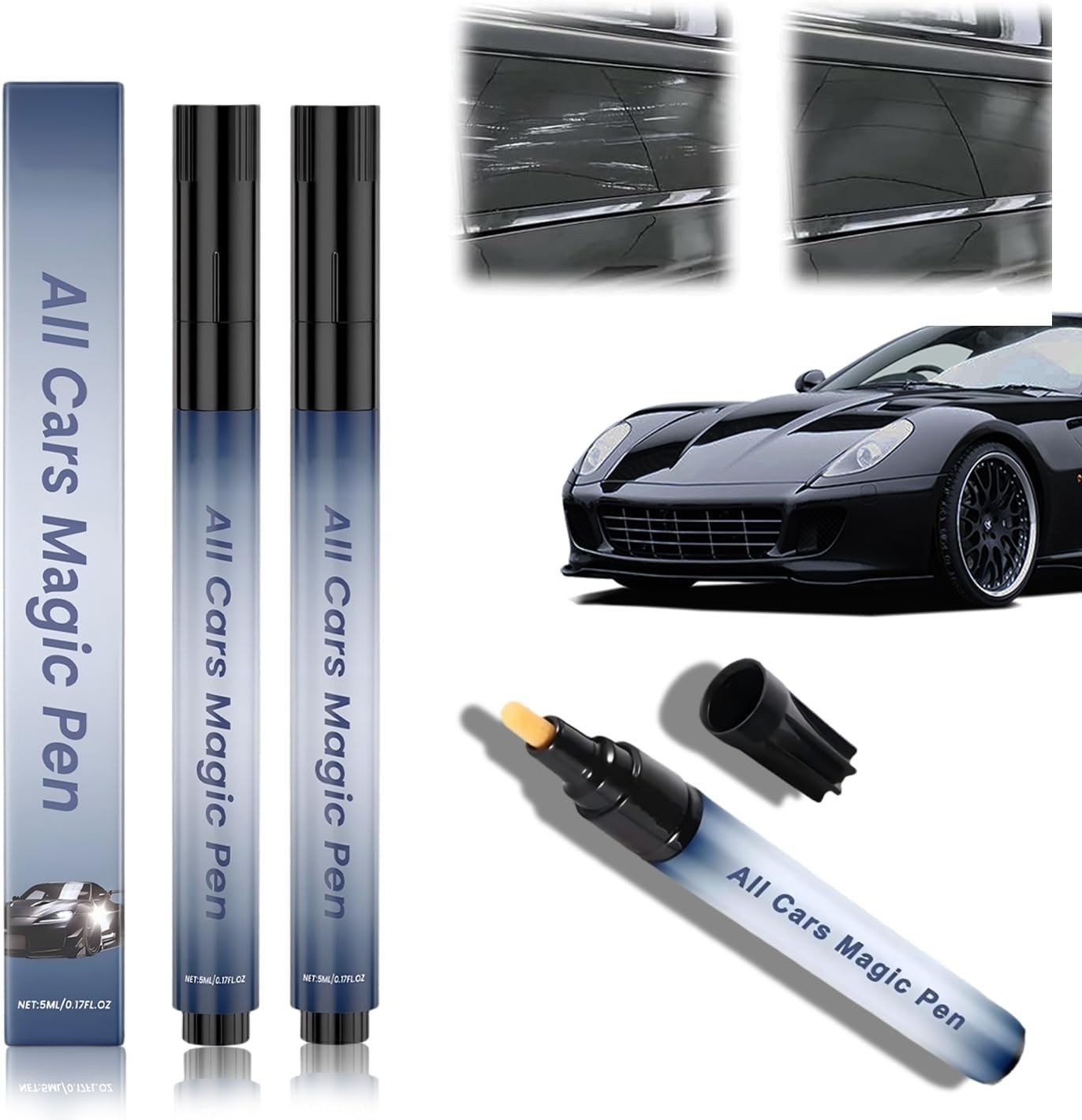 2PCS Magic Scratch Remover Pen for Car Paint, Quick Fix Repair for All Color Scr