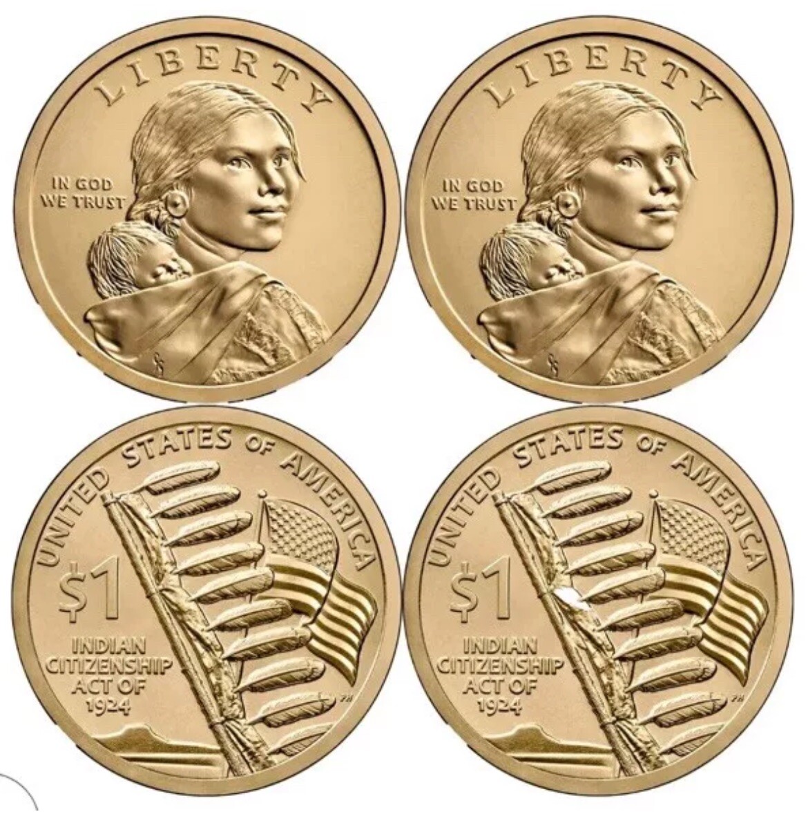 2024 P D Native American Sacagawea $1 Coin Set Uncirculated Directly From Rolls