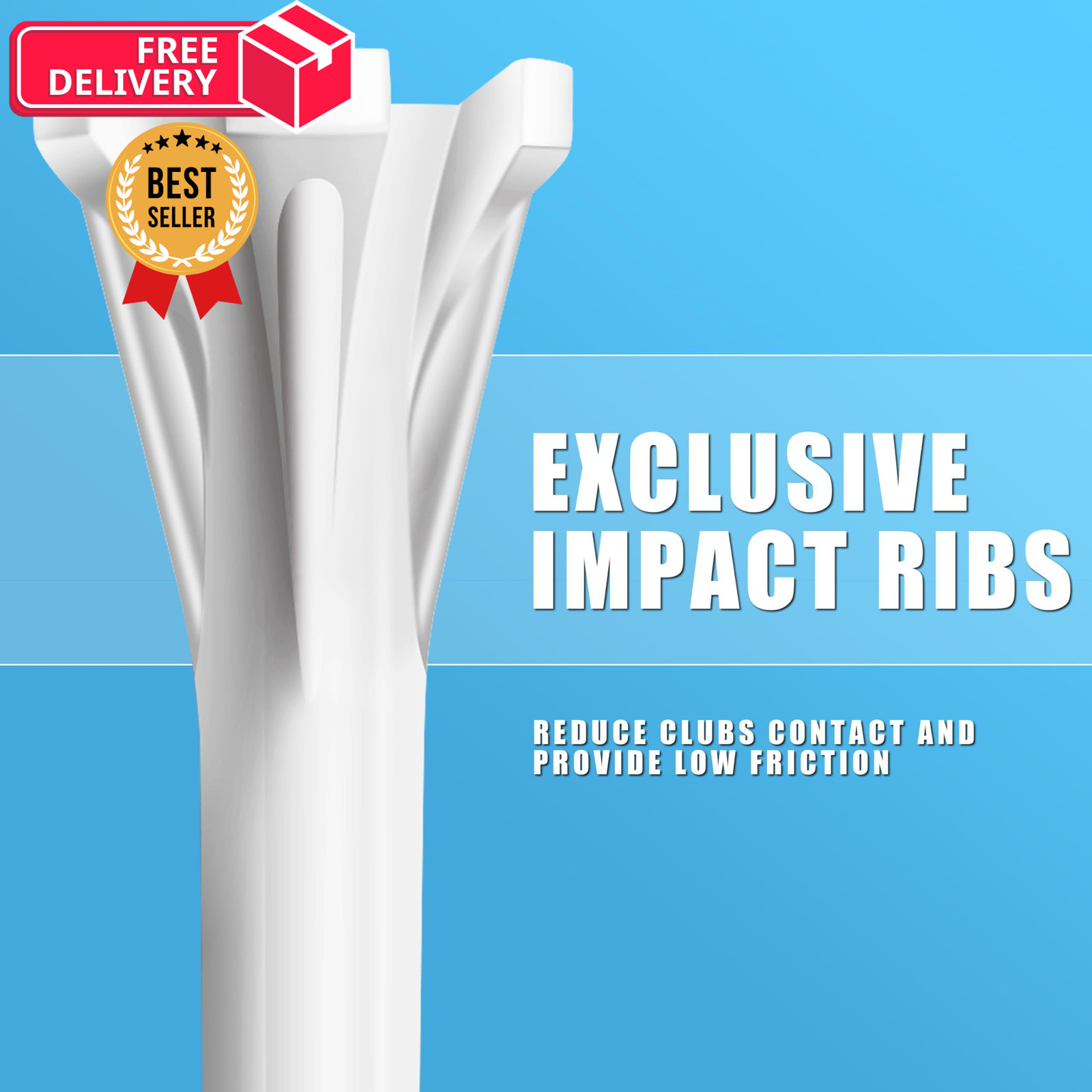CHAMPKEY Professional 170 Pack 5-Prong Plastic Golf Tees 3 Sizes White
