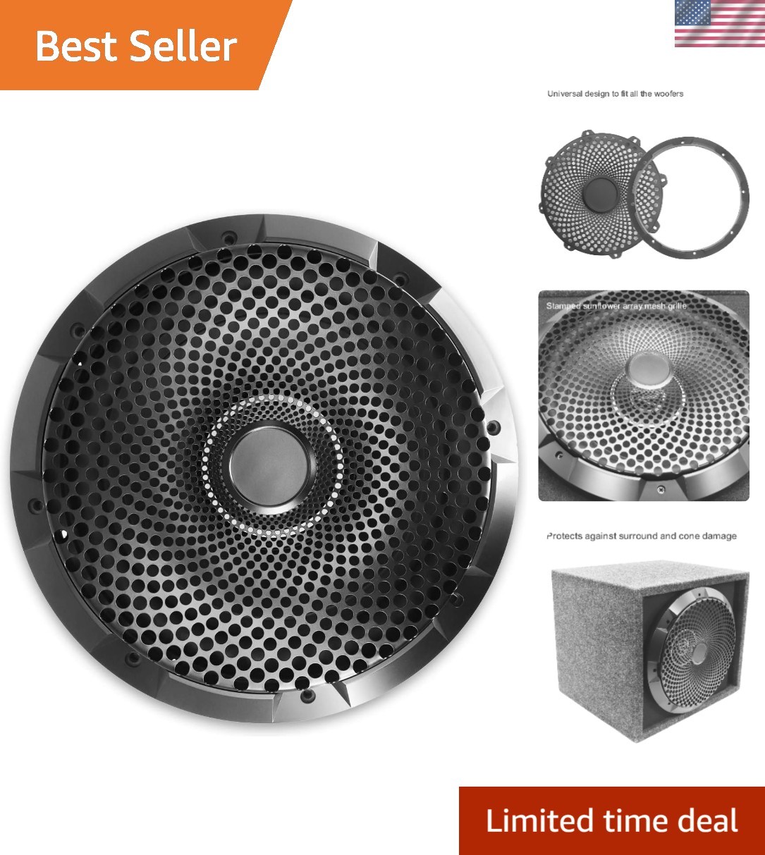 12-Inch Concave Center Subwoofer Grille - Heavy-Duty Protection and Performance