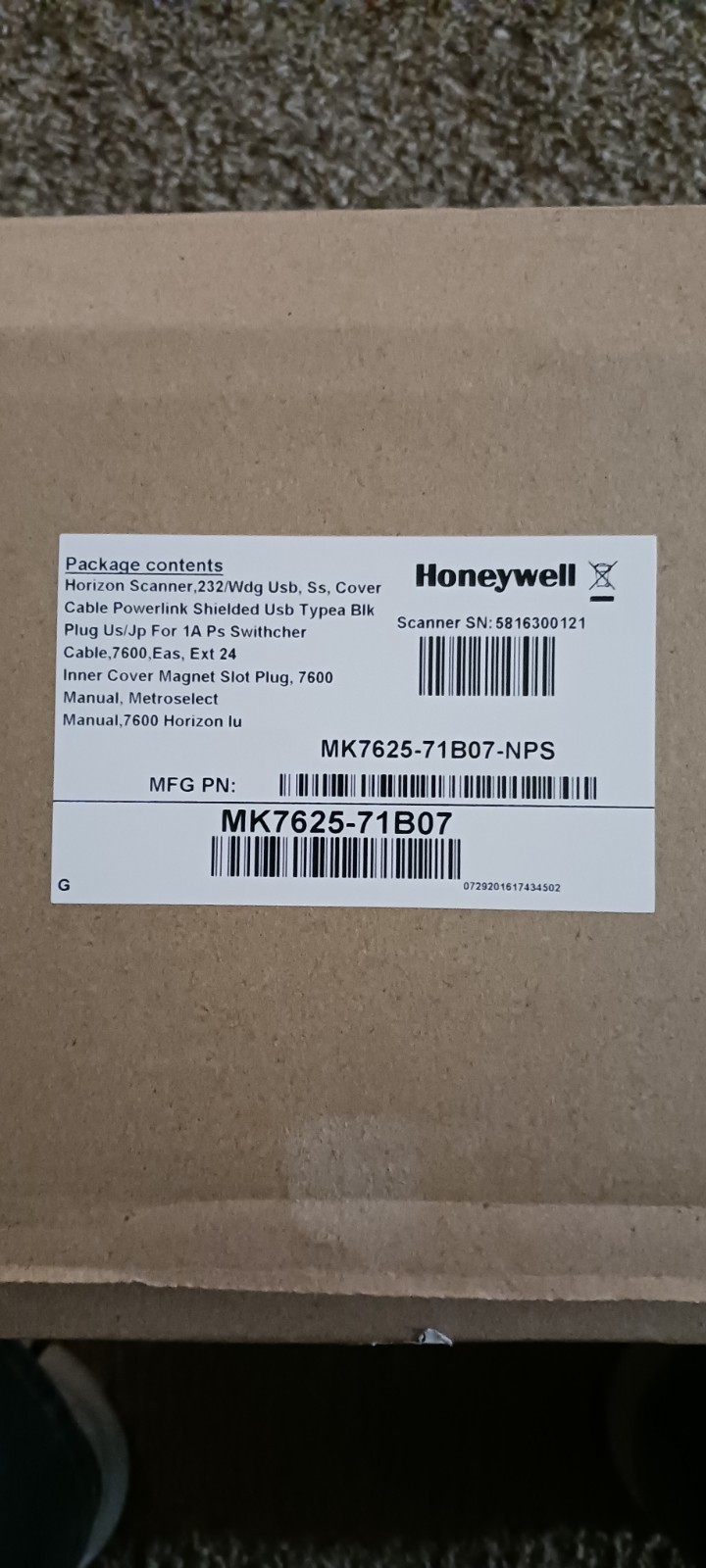 Horizon MS7625 Model Scanner