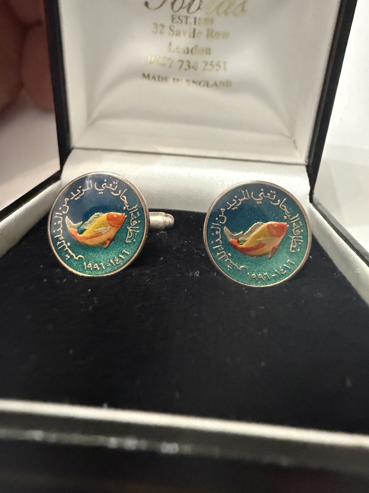Saville Row Custom Made  By Tobias Jewelry UAE 5 Fils “Hammour” Cufflnks