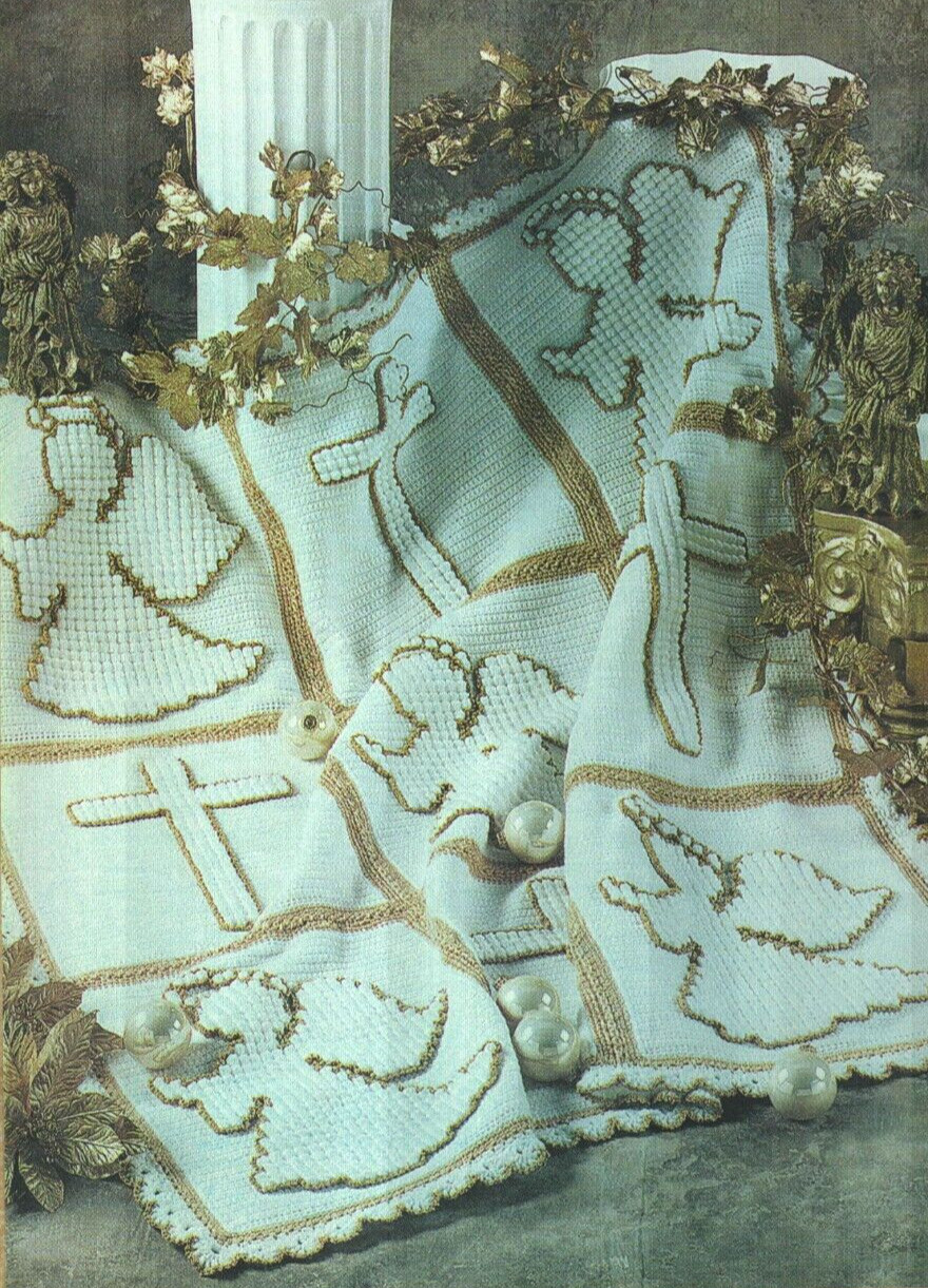 ANGEL AFGHAN & CROSSES HOME DECOR DIGEST SIZE CROCHET PATTERN INSTRUCTIONS