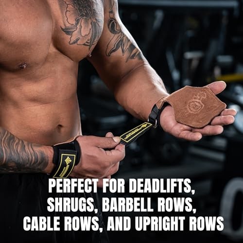 MANUEKLEAR Gym Straps Weight Lifting, Double Leather Lifting One Size - Brown