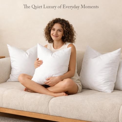 Euro Pillow Inserts4 x4 (Pack of White), Feather Down Pillow 24x24 Inch 2