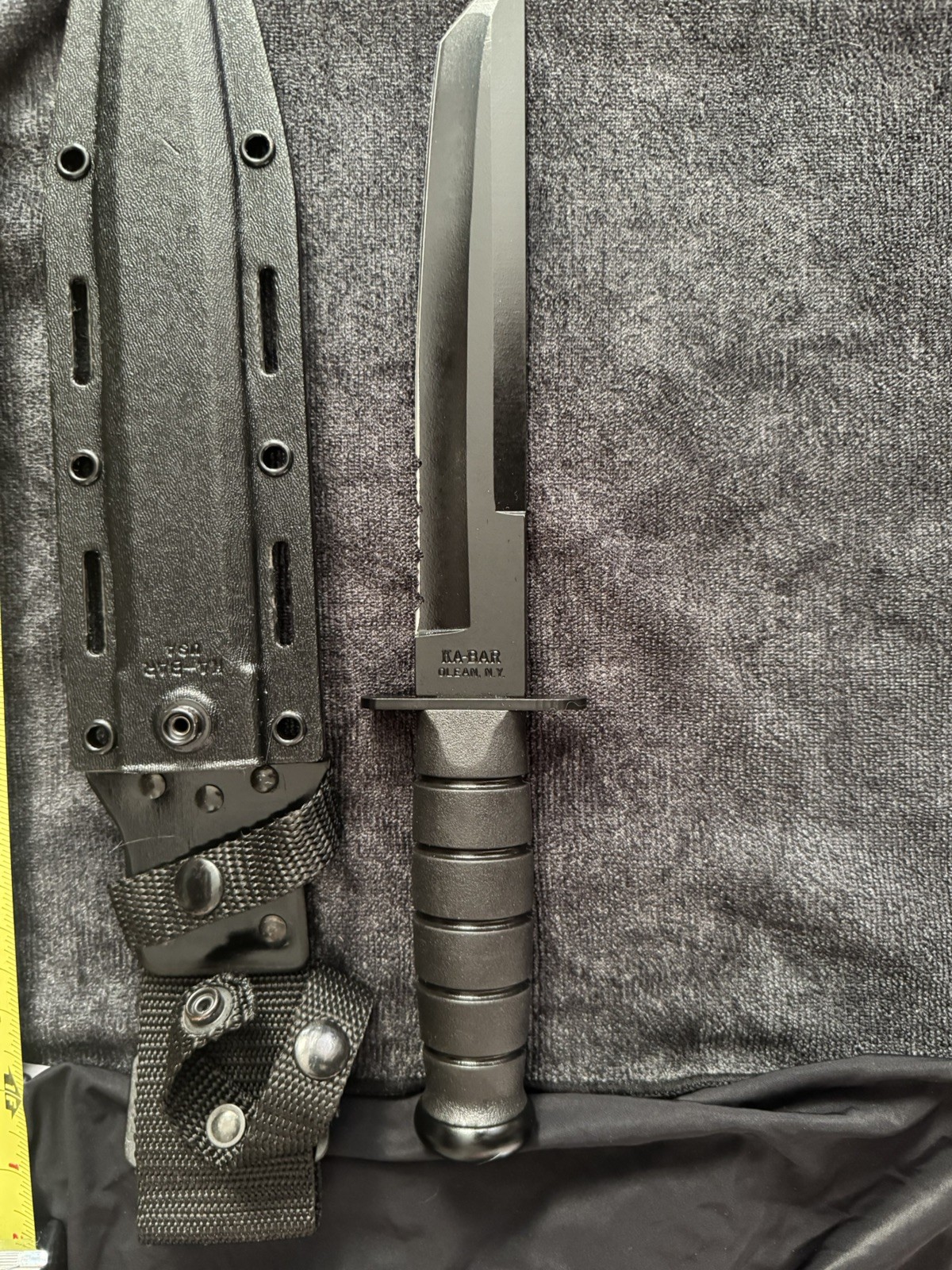 KA-BAR Tanto Fixed Blade Knife, 8", Black - 1245