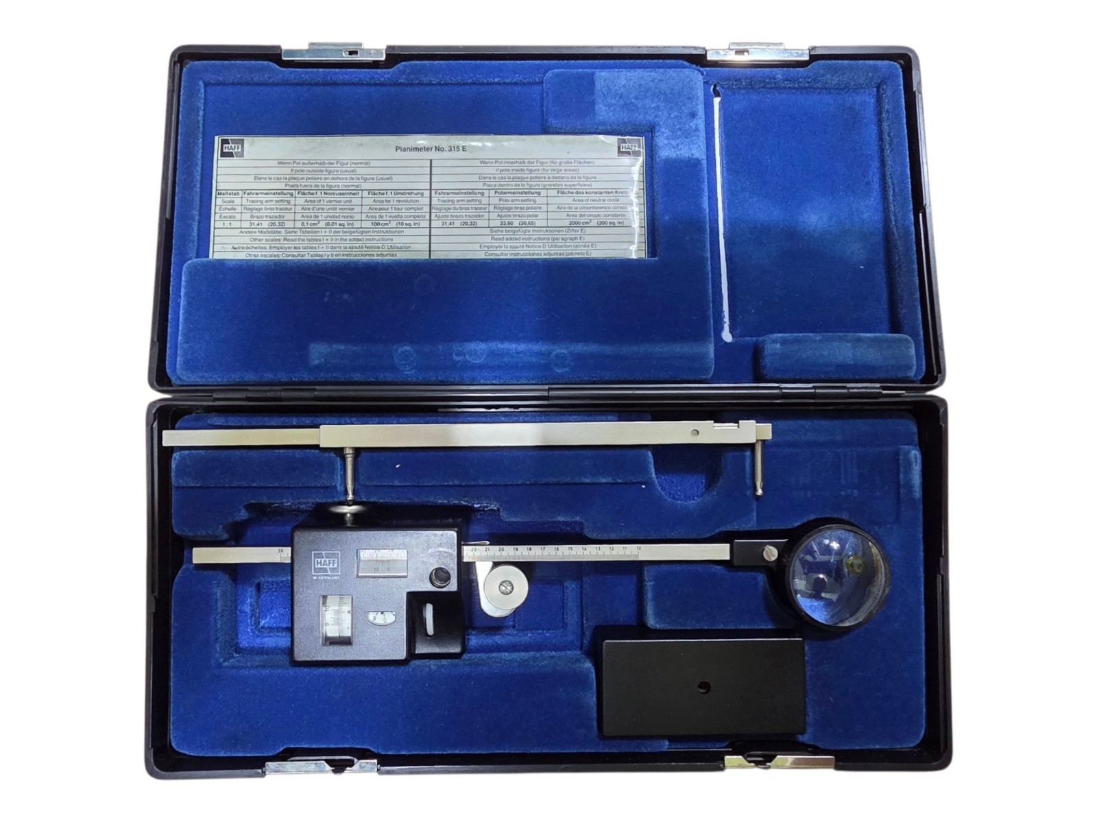 HAFF Planimeter No.315E Mechanical Area Measuring Instrument W. Germany w/ Case