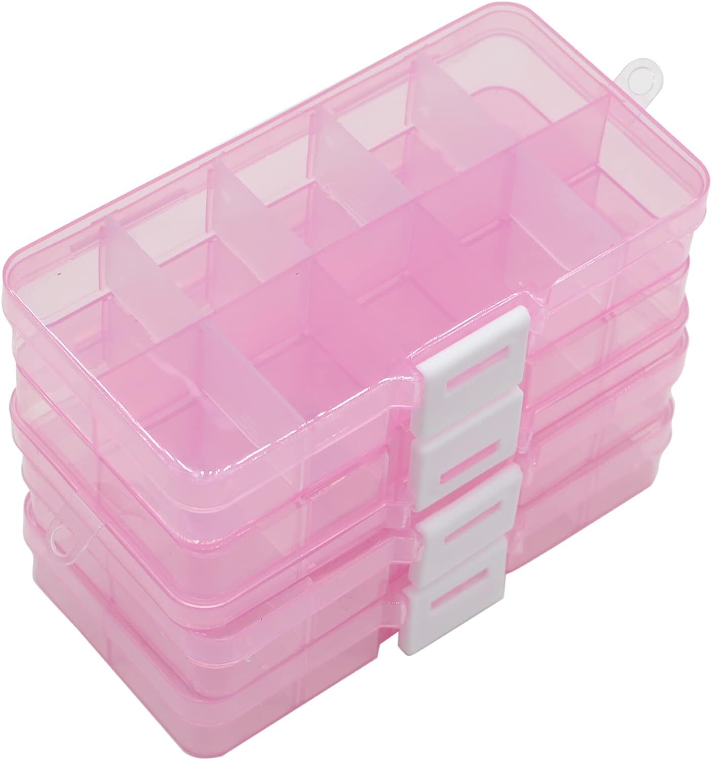 Yansanido 4 Pcs 10 Grids 5 Inch x 2.5 Adjustable Small Removable Pink