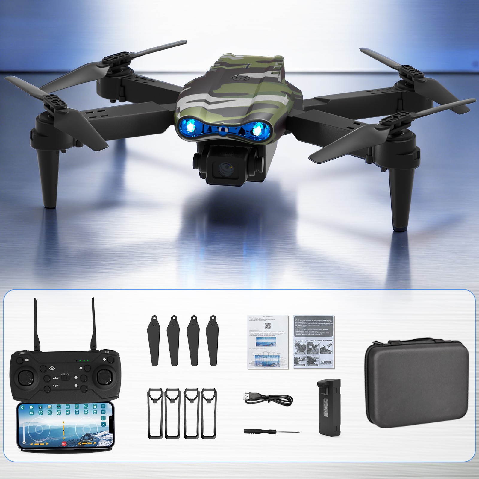 360° Obstacle Avoidance RC Quadcopter, Triple Camera Brushless Flying Drone