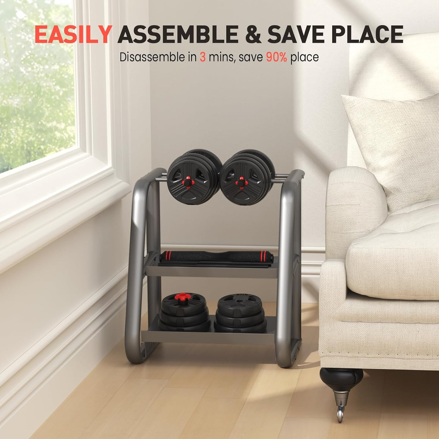 UKEEP Adjustable Dumbbells, 20Lbs Free Weights Dumbbells Co