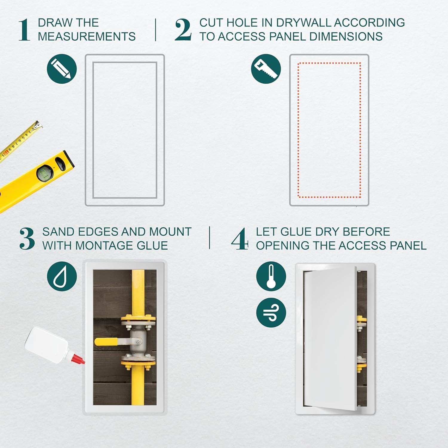 DIY 8" x 16" White Plastic Access Panel for Plumbing and Electrical Access