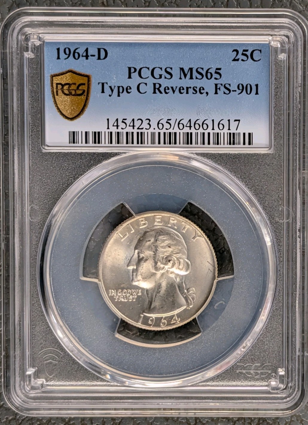 1964-D 25c TYPE C REVERSE PCGS MS 65 FS-901 rare mule  FREE SHIPPING