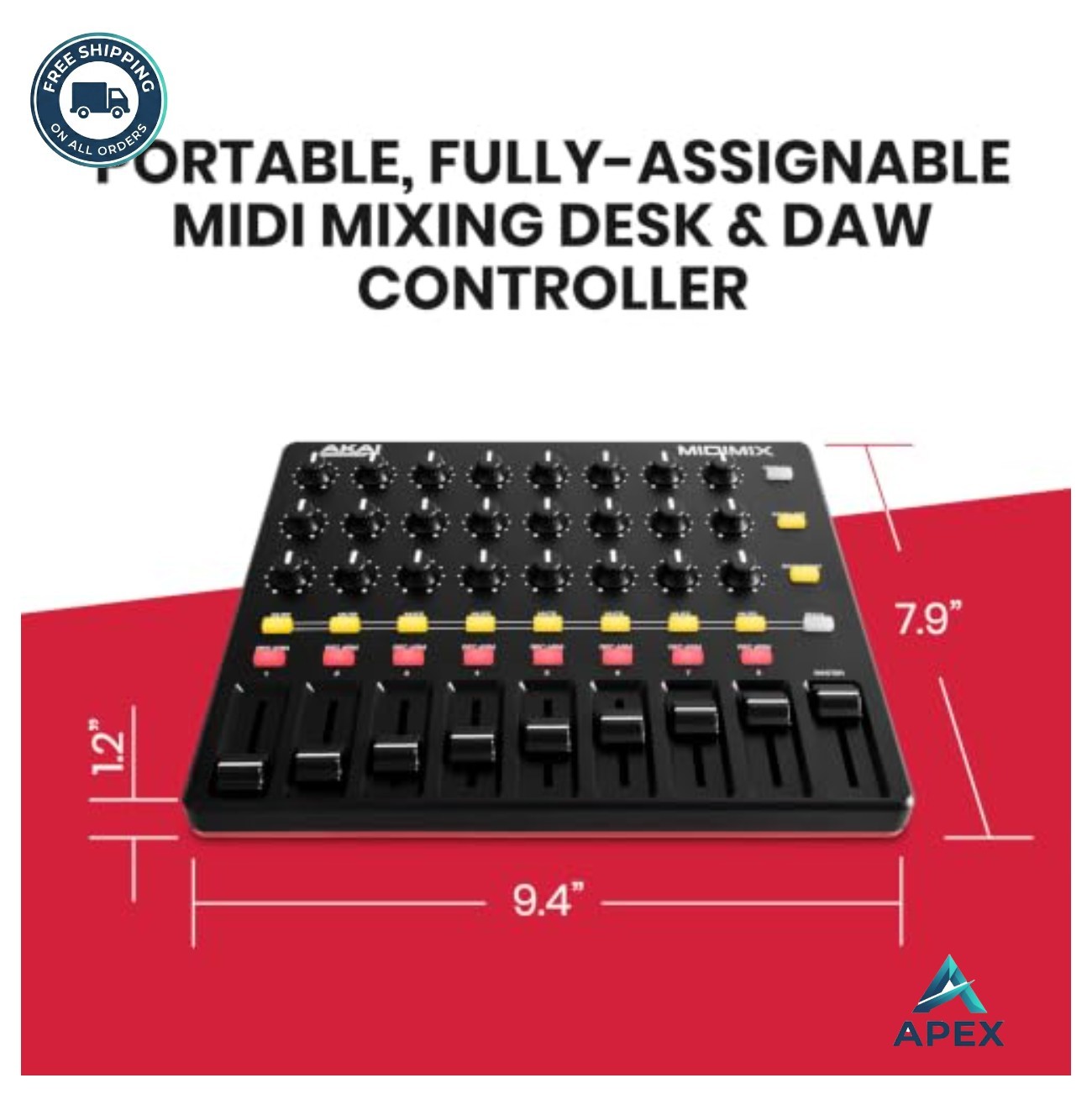 USB MIDI Controller Mixer 8 Faders 24 Knobs 16 Buttons Ableton Live DAW Control