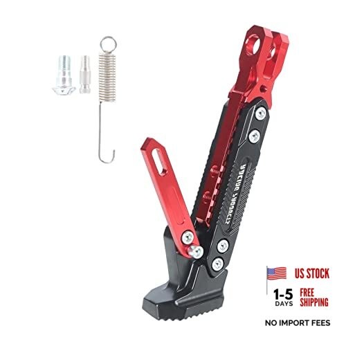 Motorcycle Universal Foot Side Bracket Adjustable Support Kickstand CNC Red