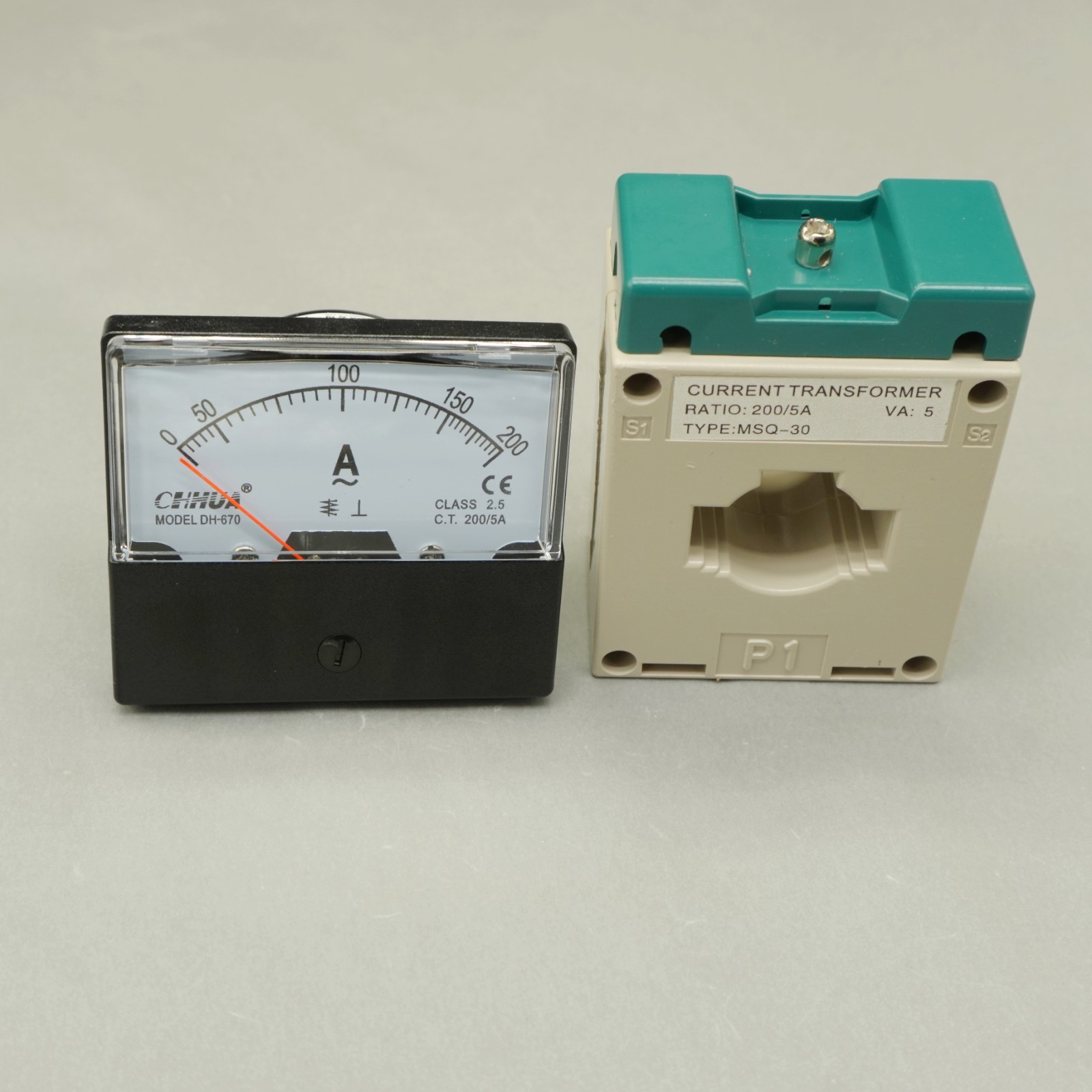 DH-670 60*70MM AC 200A Analog Ammeter Panel AMP Current Meter with transformer