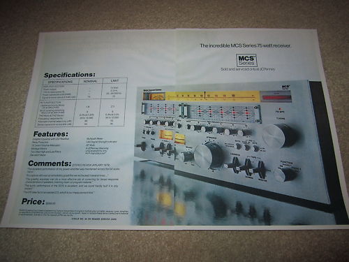 MCS 3275 Receiver Ad, 1978, 2 pgs, Specs, Info, Nice Ad