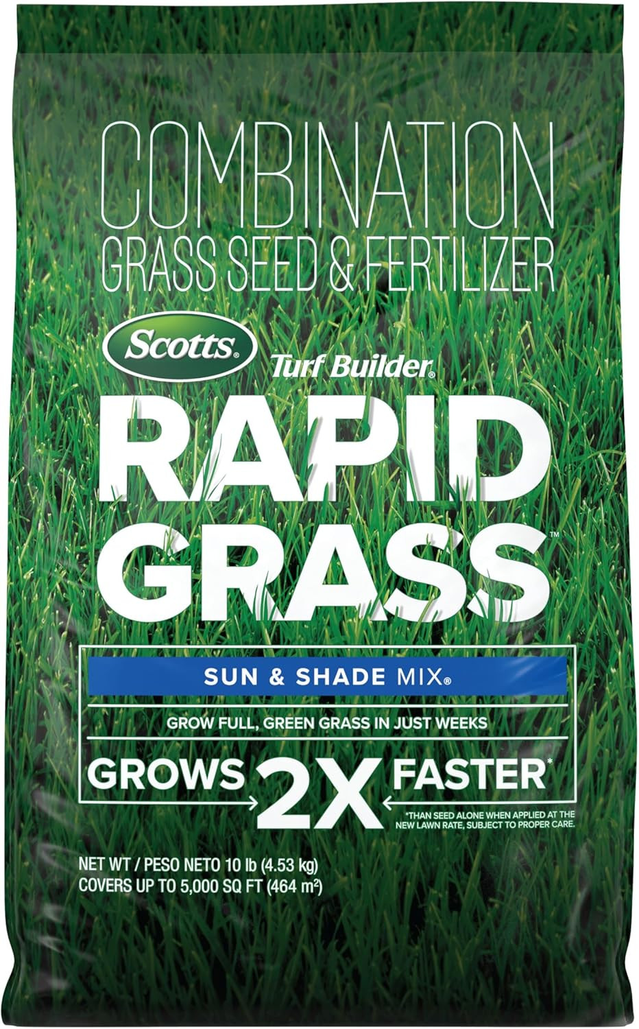Scotts Turf Builder Rapid Grass Sun and Shade Mix, Grass Seed with Fertilizer fo