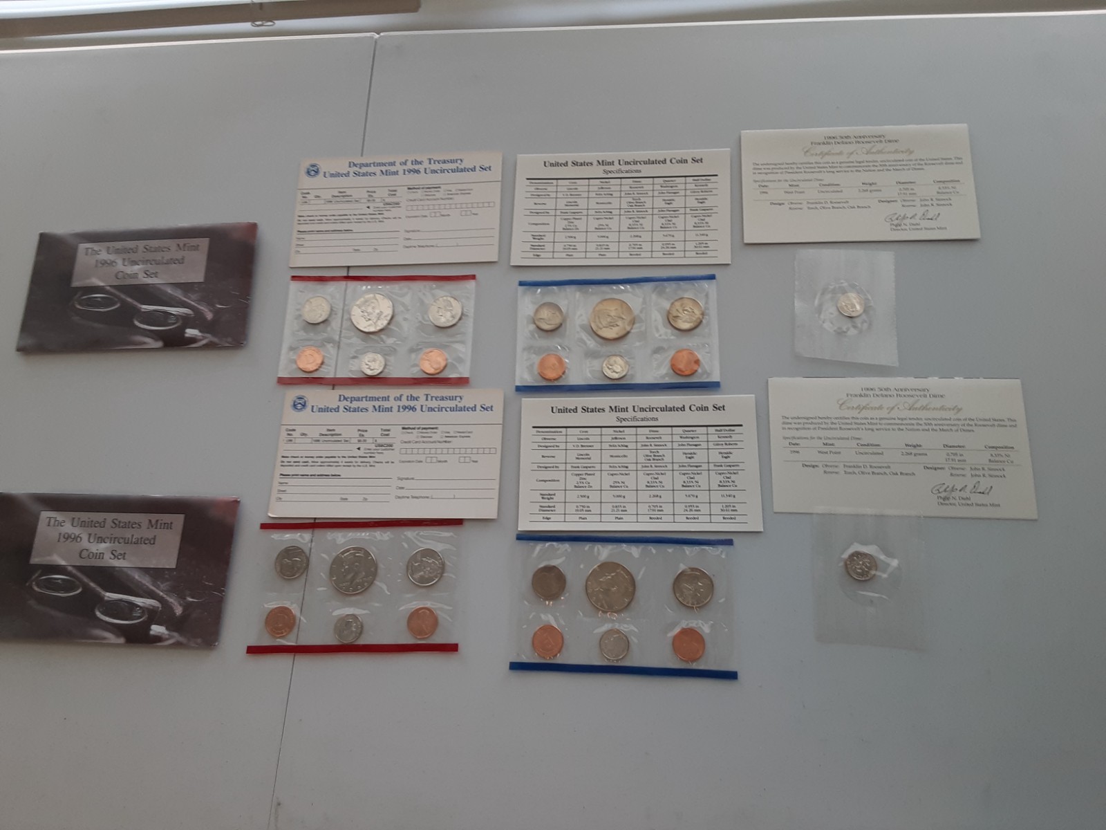 1996 US Mint Sets, 11 Coin P&D Uncirculated with 1996 W West Point Dime  #2003