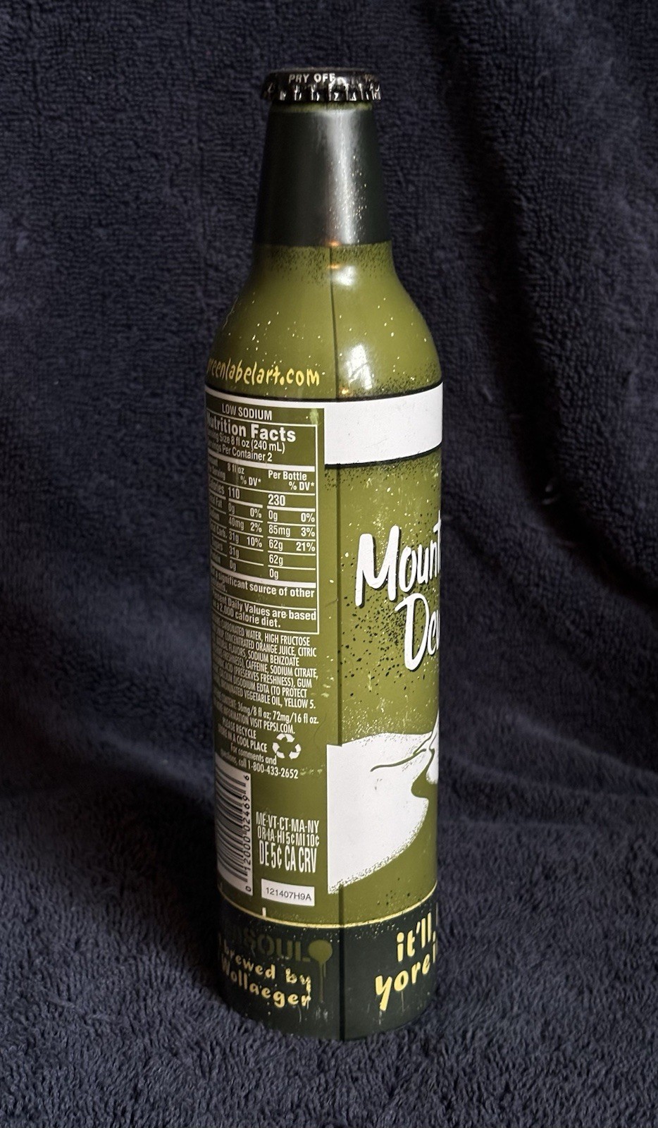 2008 Mountain Dew Bottle Green Label Art- Peat Wollaeger “Billy Hilly” Unopened