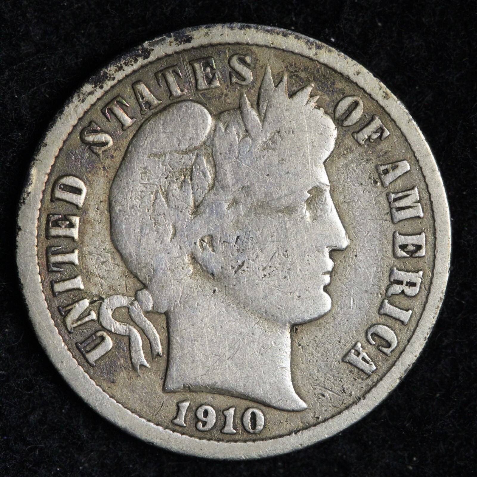 1910 Barber Silver Dime VG E289 DGN