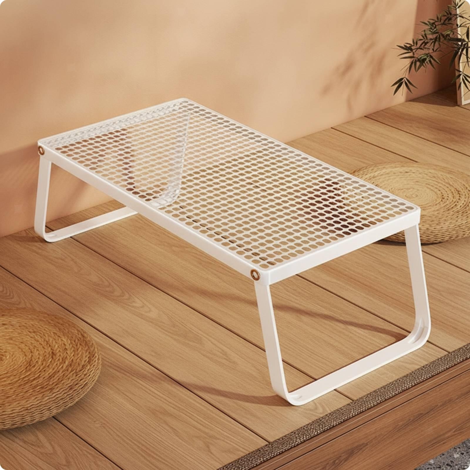 Floor table with folding legs, space-saving, minimalist folding floor table