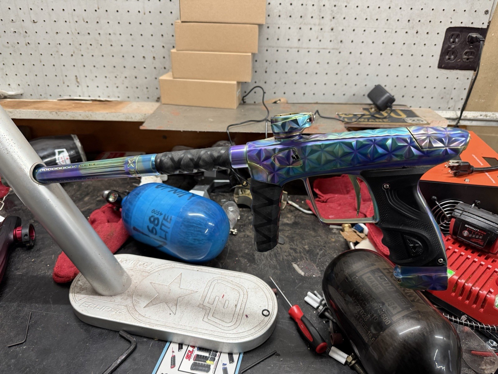 Used Adrenaline TM40 Paintball Marker w/ Mech Frame + Case And Accessories