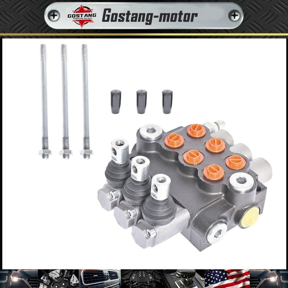 3 Spool 11GPM Hydraulic Directional Control Valve Double Acting Adjustable New