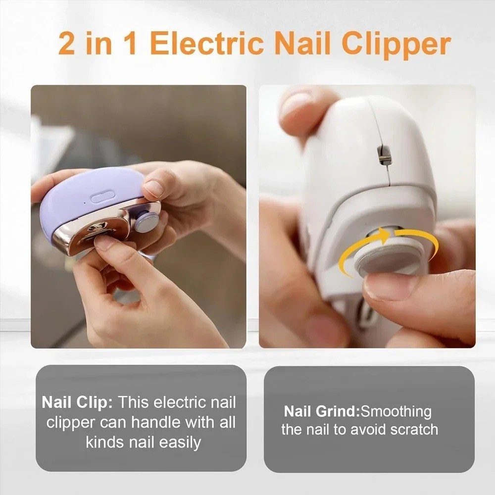Electric Automatic Nail Clippers With Light Trimmer Nail Cutter Manicure