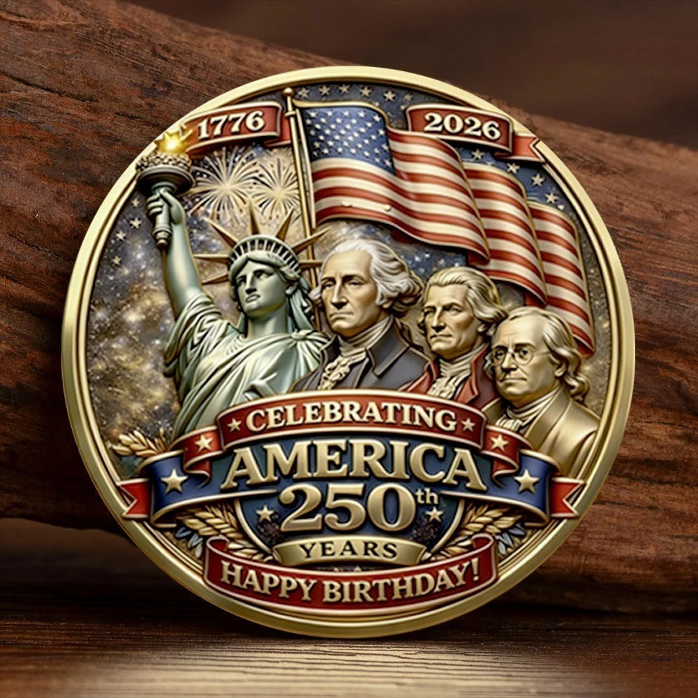 1776-2026 250th Anniversary Gold Plated Souvenir Collectible Coin