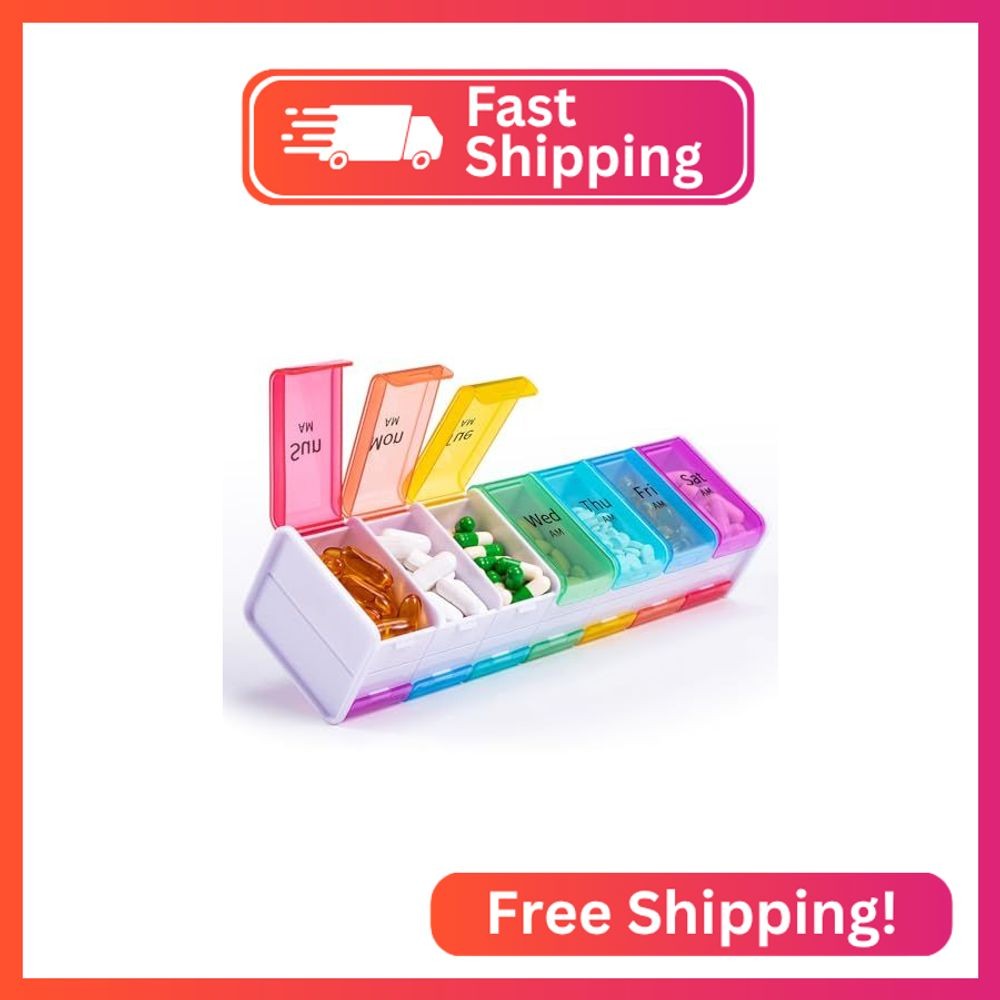 Daviky Extra Large Weekly Pill Organizer 2 Times a Day, XXL Pill Box 7 Day with