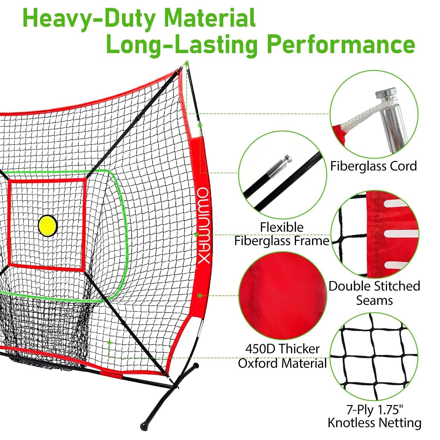 6x6FT Baseball Net, Baseball & Softball Training net with Batting Tee, Strike...