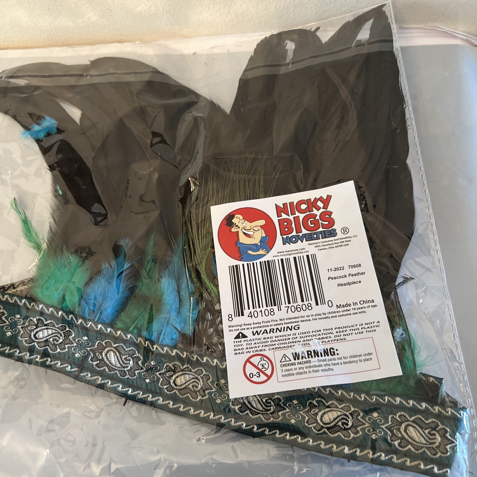 1920s Gatsby Flapper Peacock Tribal Feather Headdress Headpiece Costume -NEW!
