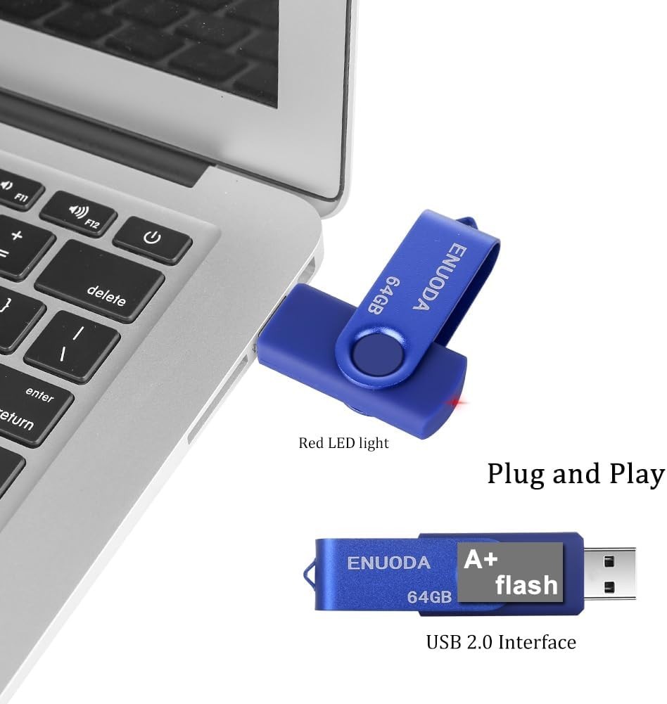 Compact 64GB USB 2.0 Memory Stick with LED Indicator - Perfect for File Backup