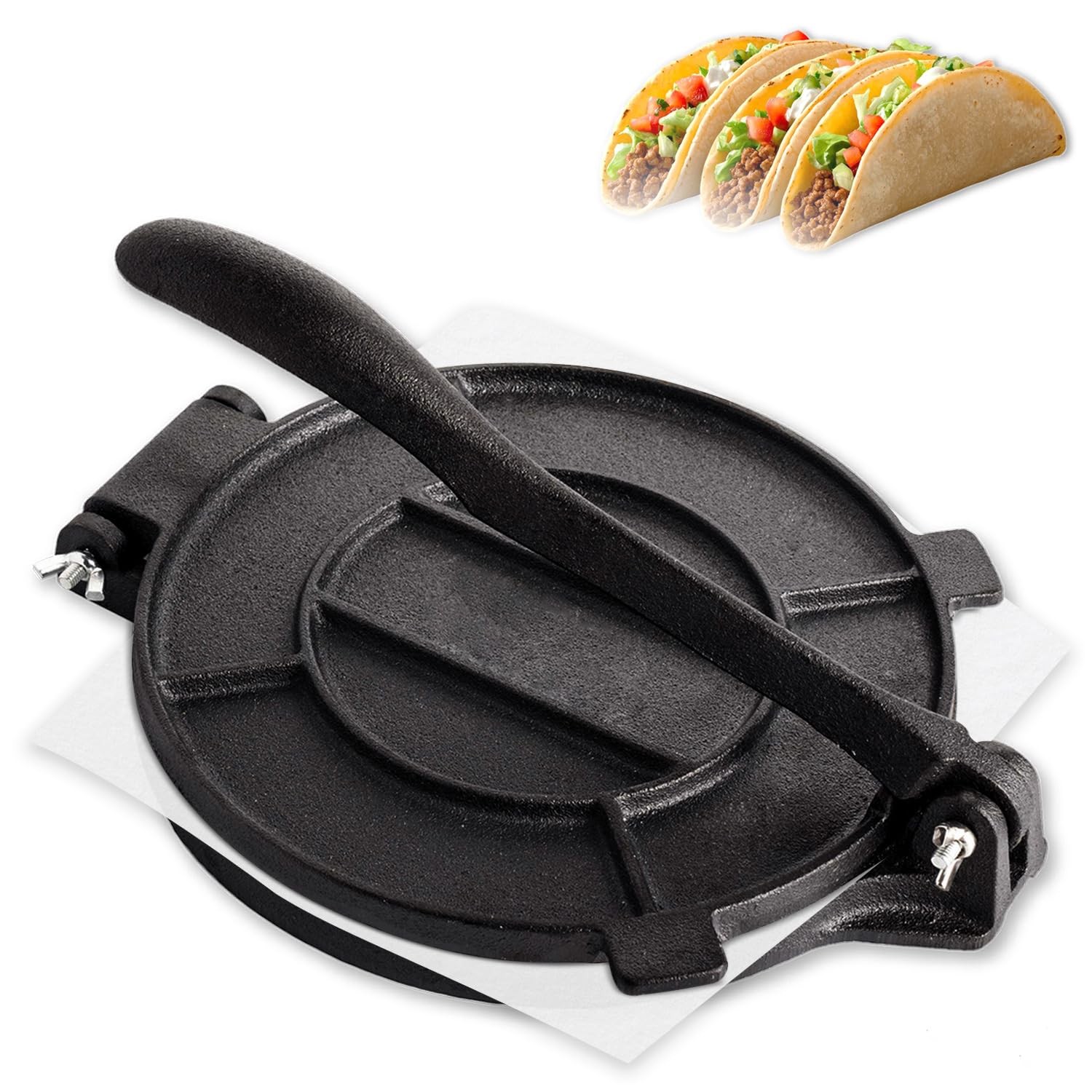 Cast Iron Tortilla Press, Heavy Duty Tortilla Pataconera, 10-inch Flour Torti...