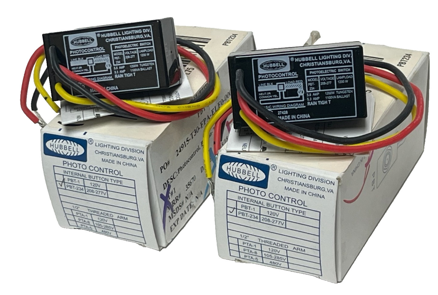 Lot of 2 Hubbell PBT-234 Photo Control Button Style 208-277V 1200W ,  NSMP