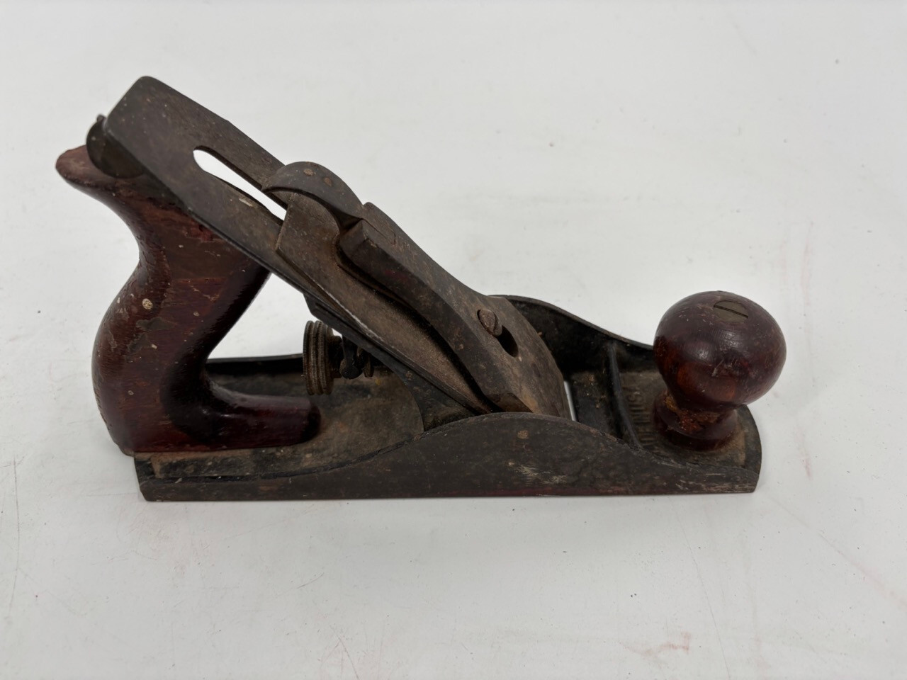 Vintage Trustworthy 9" Cast Iron Hand Plane With Wooden Handle