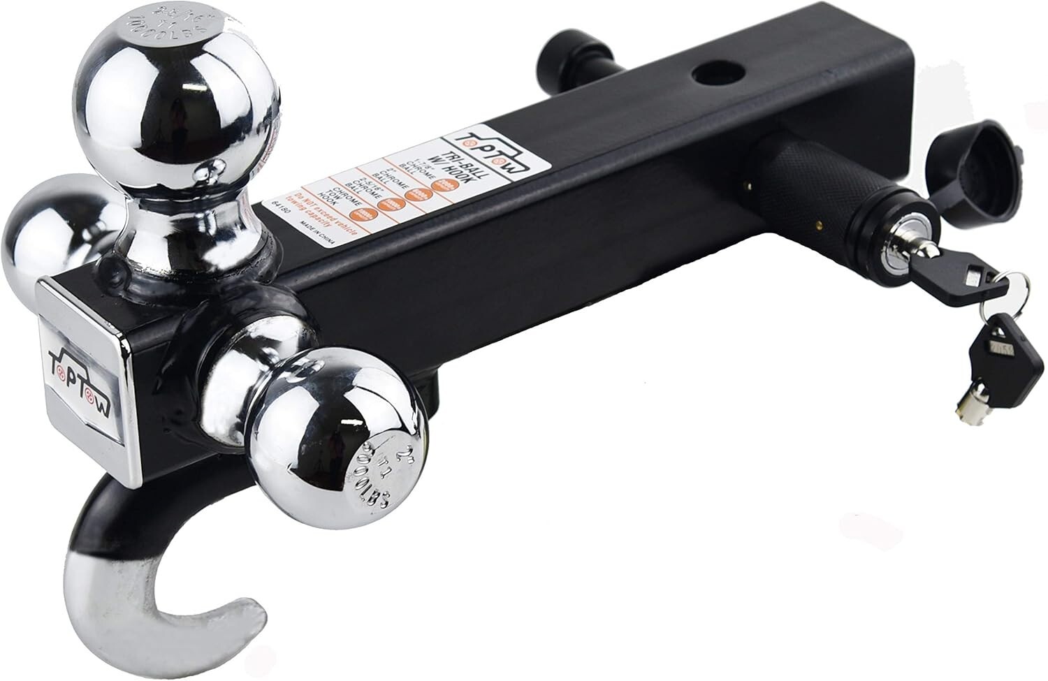 Soporte de bola triple para enganche de remolque de 2" con gancho