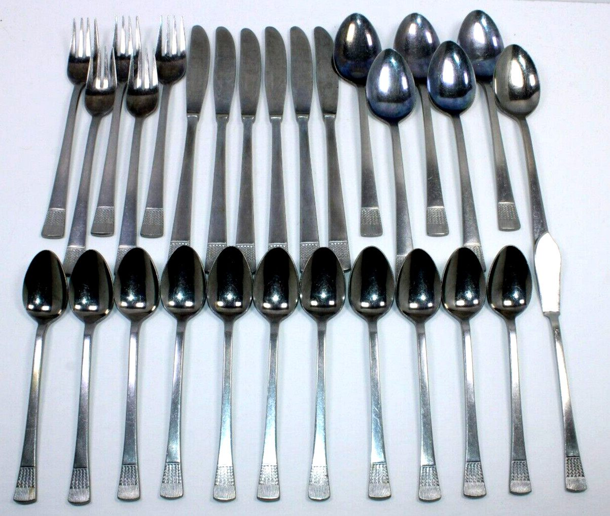 29 Pce STANLEY ROBERTS Valhalla MCM STAINLESS FLATWARE Fork, Knife, Spoon