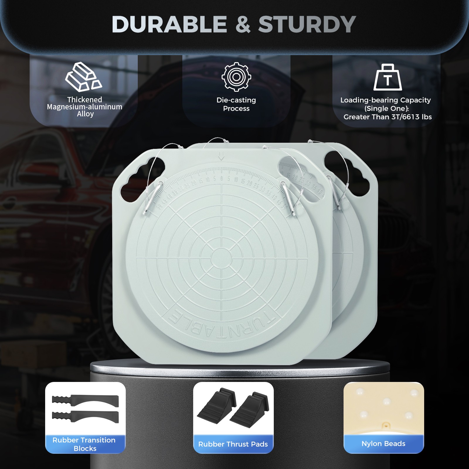 2pcs Front End Wheel Alignment Turntable Plate 360° Rotating Plate Table