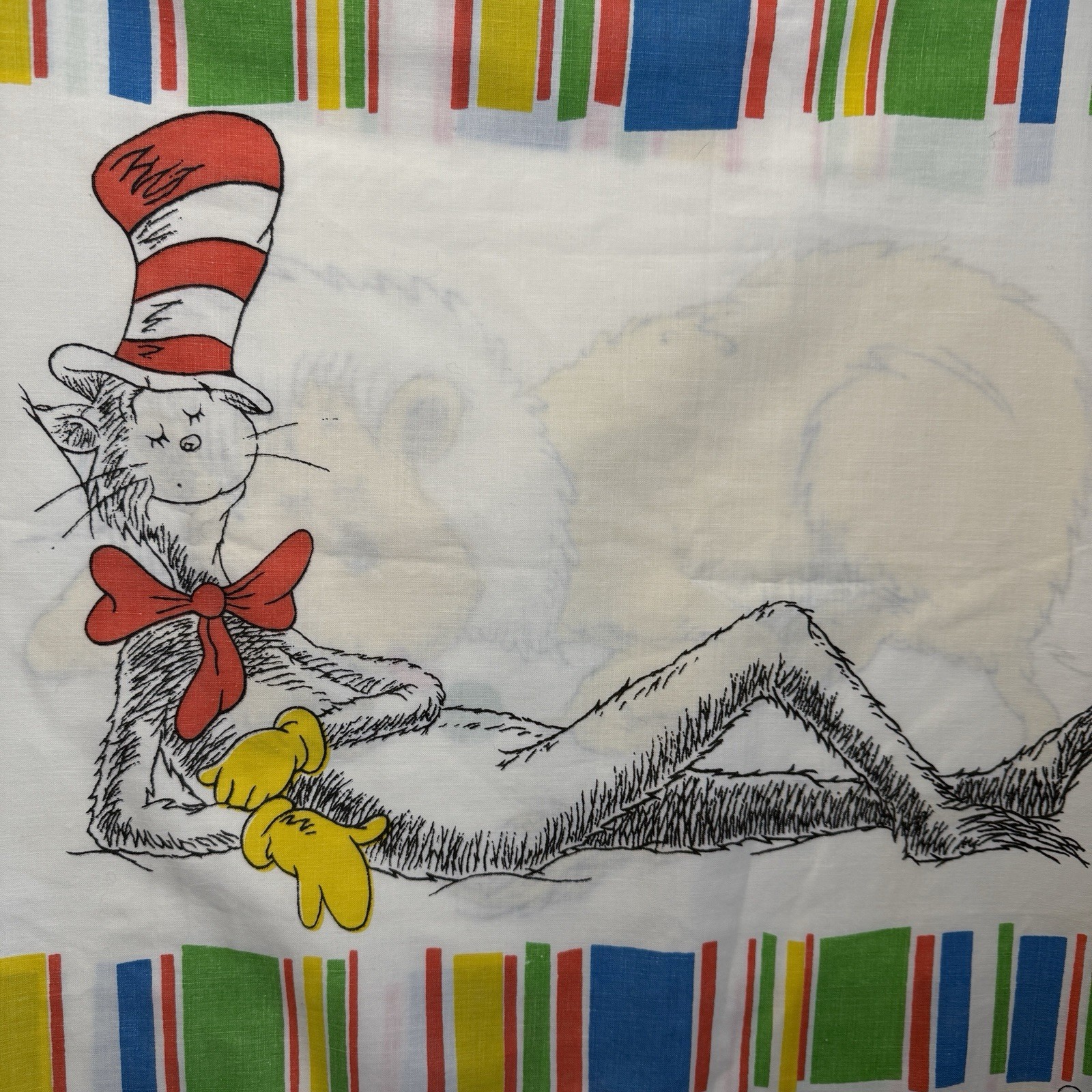 Vintage Dr Suess’ 1970s 2 Sided-1st Cat in the Hat & 2nd Lazy Lion Pillow Case