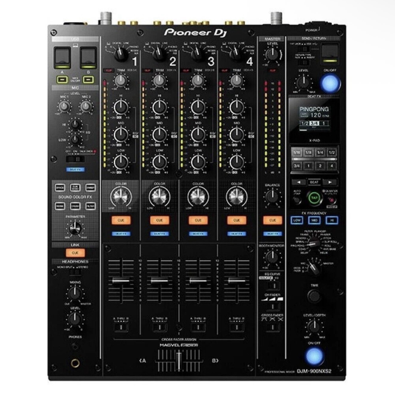 Pioneer DJ DJM-900NXS2 4-Channel Professional DJ Mixer Black 3-Band EQ FX