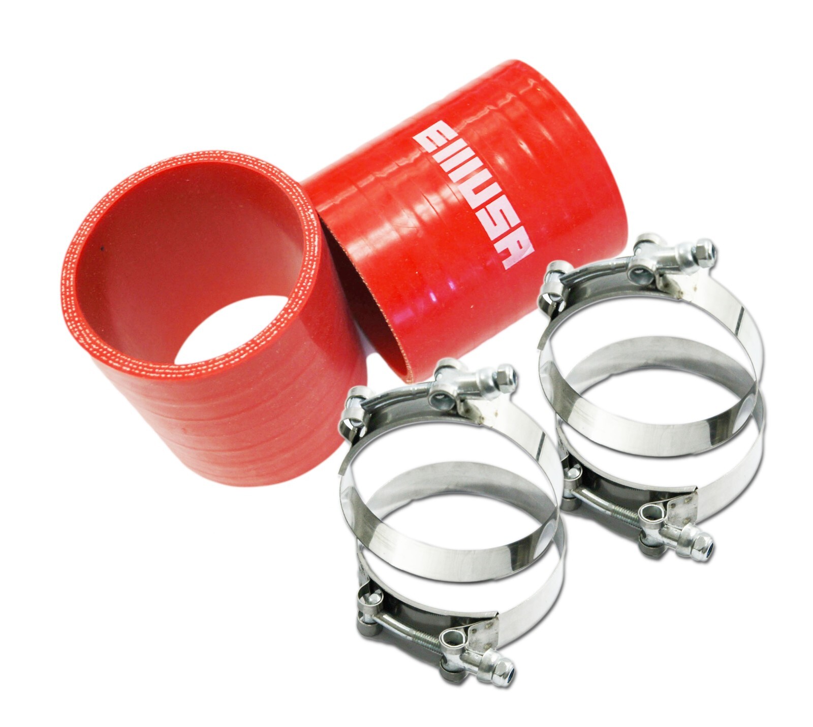 RED Universal 4PLY 2x Straight 2.75"-2.75"ID Silicone+ 4xSS T-clamp COMBO